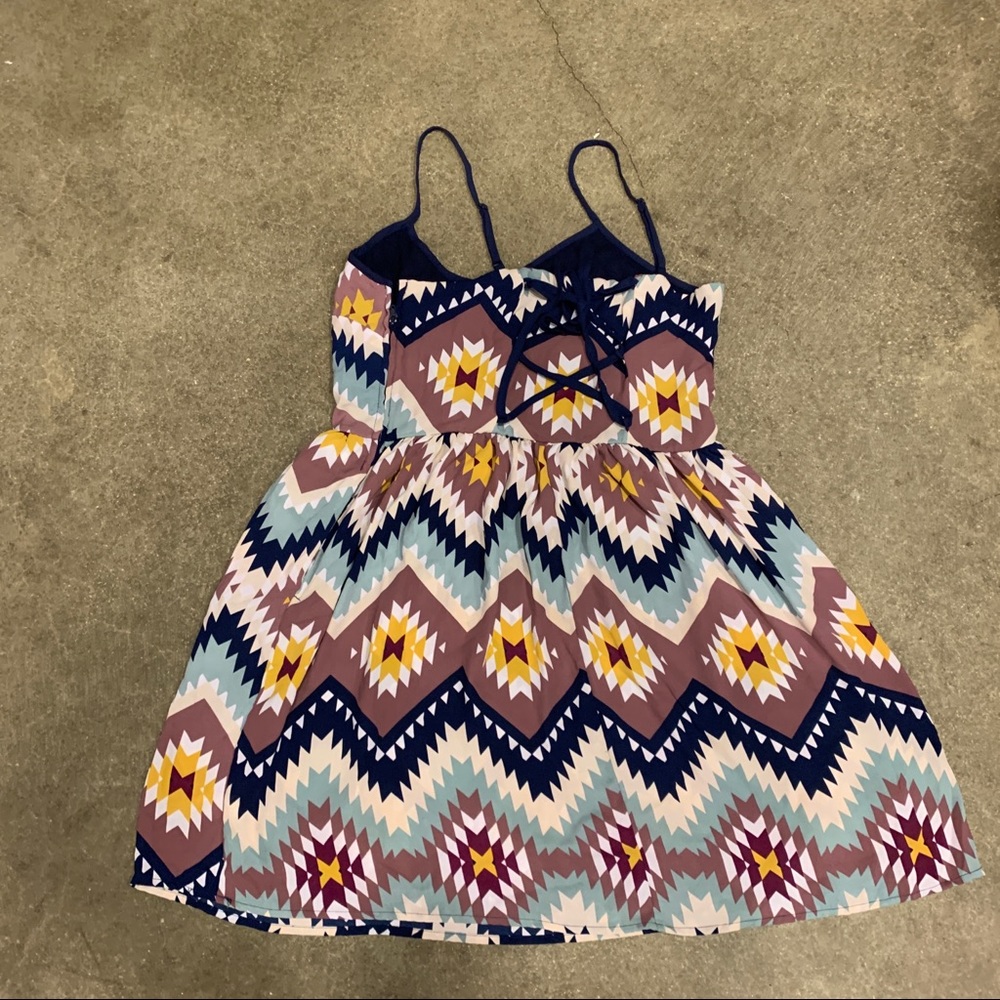 Summer Dress Navy Blue with Design - Picture 2 of 5